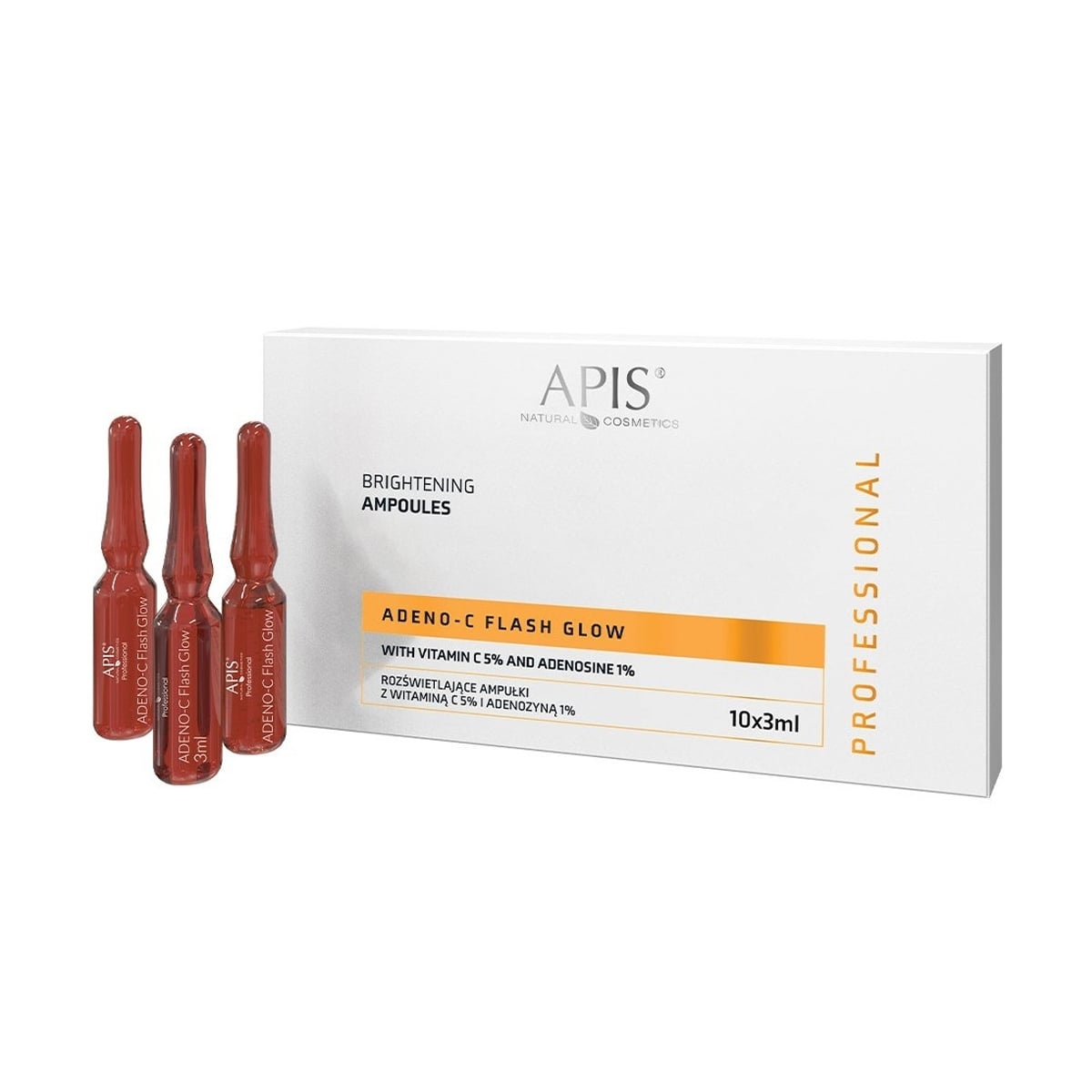 Освітлювальні ампули для обличчя APIS Professional Adeno-C Flash Glow Brightening Ampoules, 10*3 мл